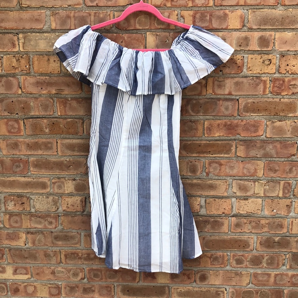 Revolve Capulet Spanish Shoulder-less Mini Dress in Blue Stripe
